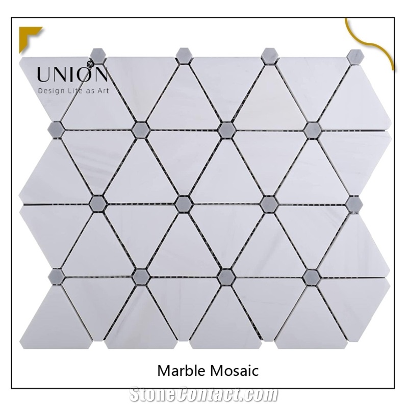 UNION DECO Triangle Marble Mosaic Tile Shower Backsplash