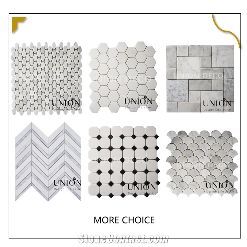 UNION DECO Triangle Marble Mosaic Tile Shower Backsplash