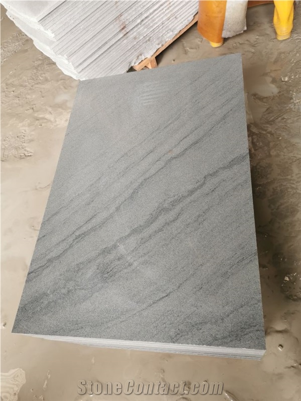 Cyan Grey Sandstone Textured Wall Tiles