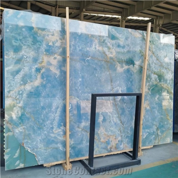 Highly Polished Blue Onyx For Wall Decoration