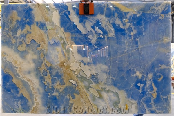 Highly Polished Blue Onyx For Wall Decoration