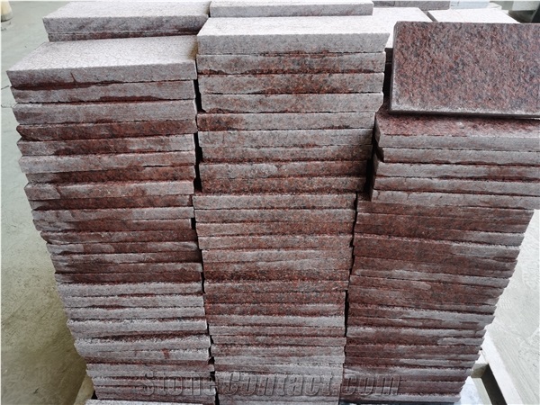 Indian Red Granite Tiles Ruby Red Flamed Cut To Size