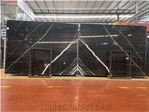 Nero Marquina Black Marble Pattern Slabs Floor Tiles