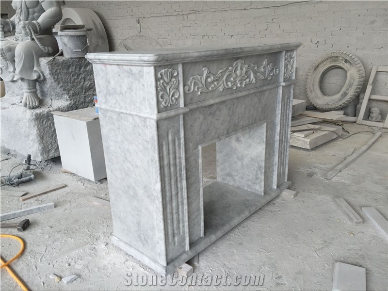 Stone Fireplace Carrara White Modern Indoor Fireplace
