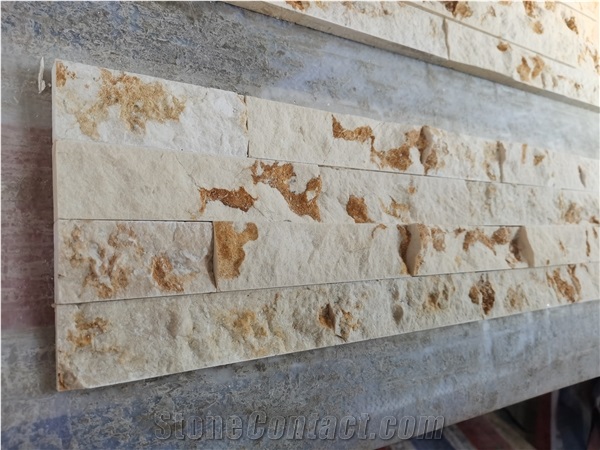 White Gold Leaf Cultured Stone Wall Cladding Panels