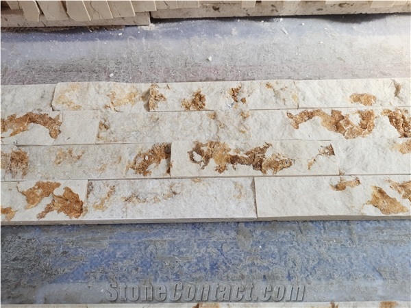 White Gold Leaf Cultured Stone Wall Cladding Panels