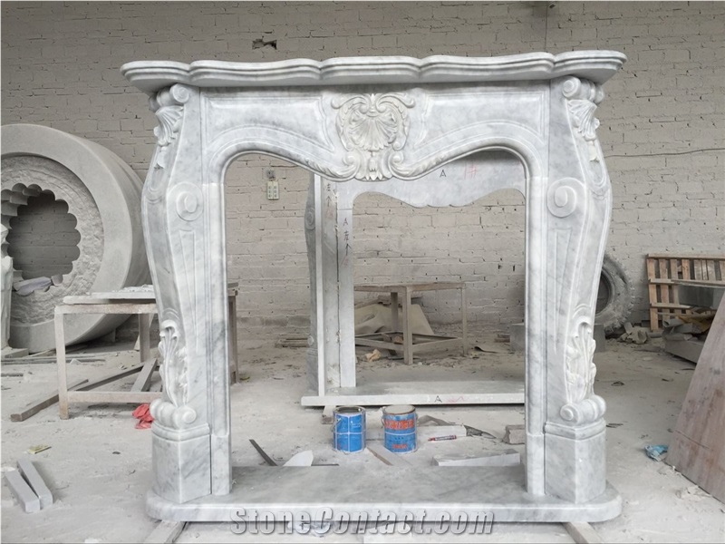 White Marble Fireplace Custom Design CAD Drawing Design