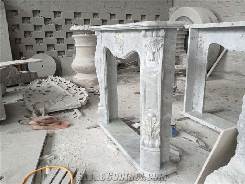 White Marble Fireplace Custom Design CAD Drawing Design