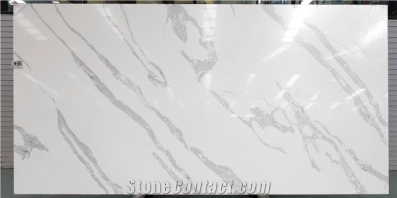 Dongxing Artificial Luxury Calacatta White Quartz Stone Slab