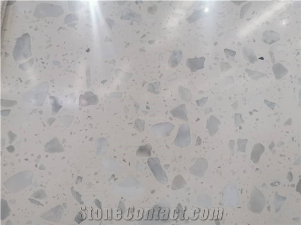 Pearl White Artificial Stone Precast Terrazzo Slabs