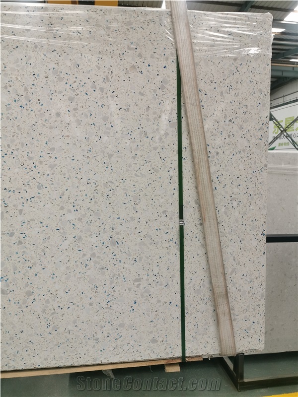 White Color Artificial Stone Precast Terrazzo Slabs