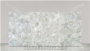 Agate White Crystal Gem Stone Slabs, Semiprecious Stone