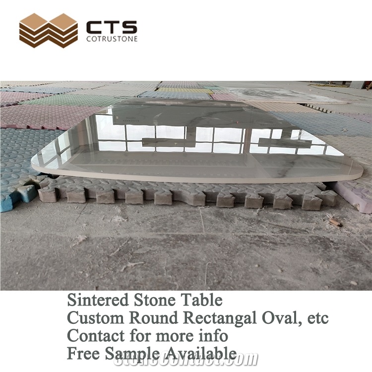 Solid Calacatta White Sintered Stone Oval Dining Table Cheap