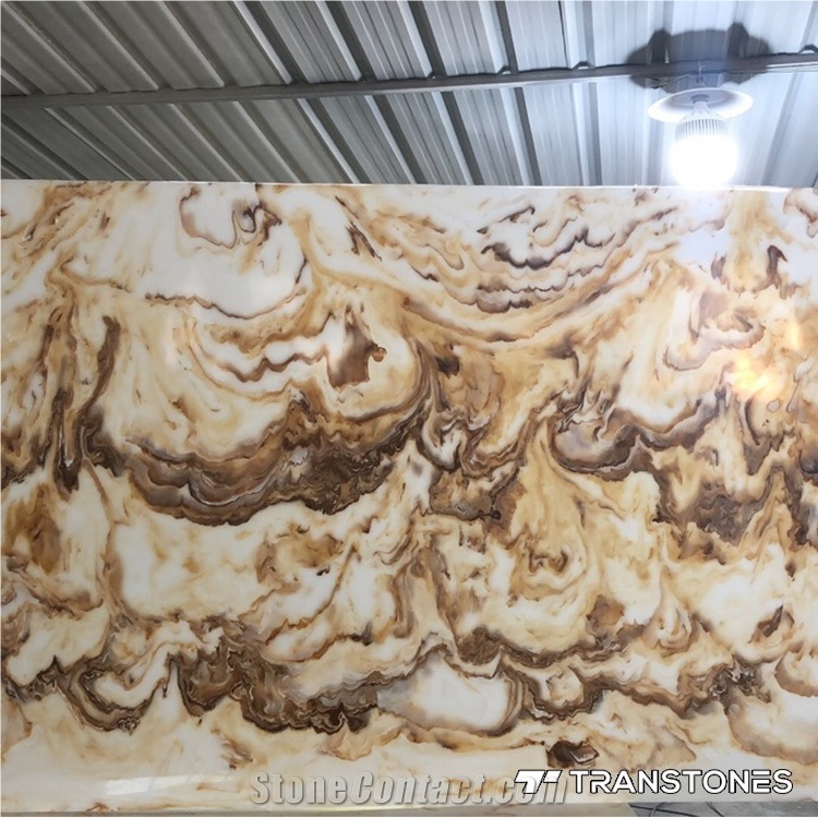 Brown Artificial Onyx Interior Decoration Flexible Stone Wall Panel