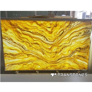 Epoxy Resin Stone Backlit Yellow Onyx Decorative Wall Panel