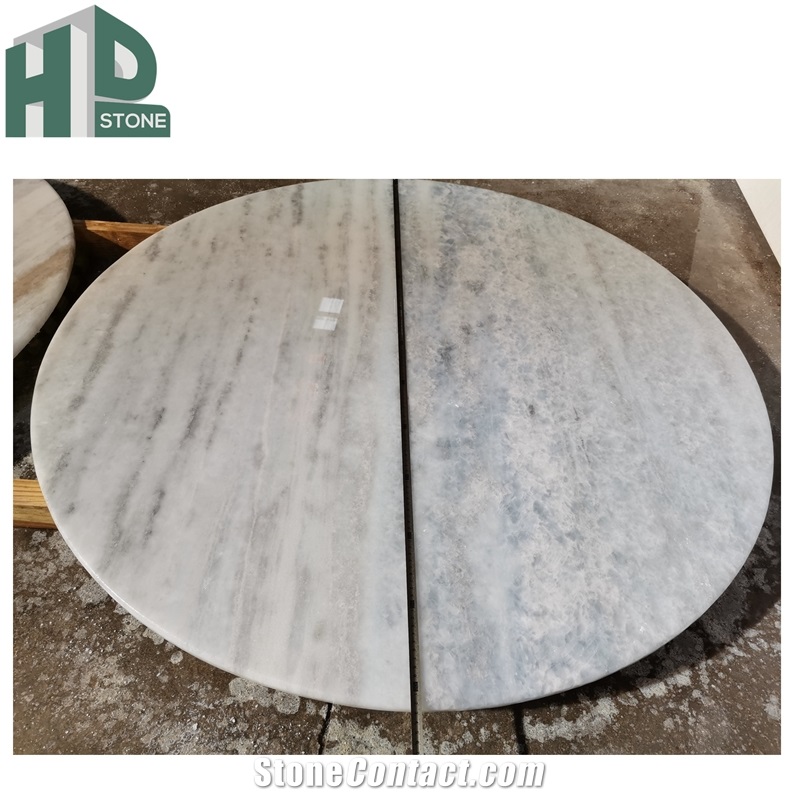Crystal Blue Marble Round Coffee Table Tops