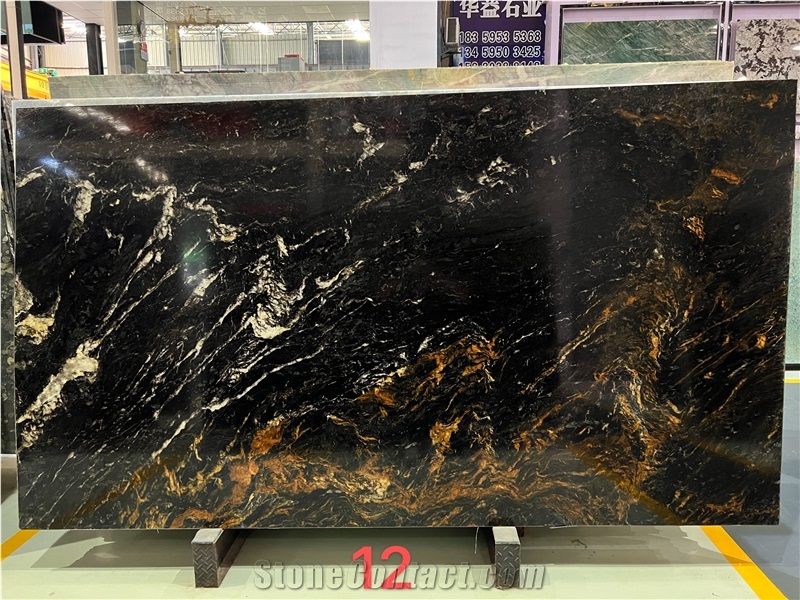 Black Fusion Granite Taurus Slab Tile In China Stone Market