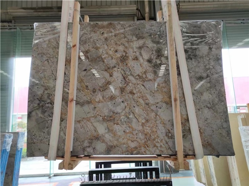 Golden Grey Tundra Spider Rome Gold Ash Slab In China Market