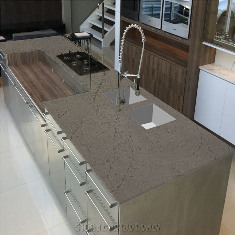 Calacatta 5036 Quartz Countertops With Single Basic Sink