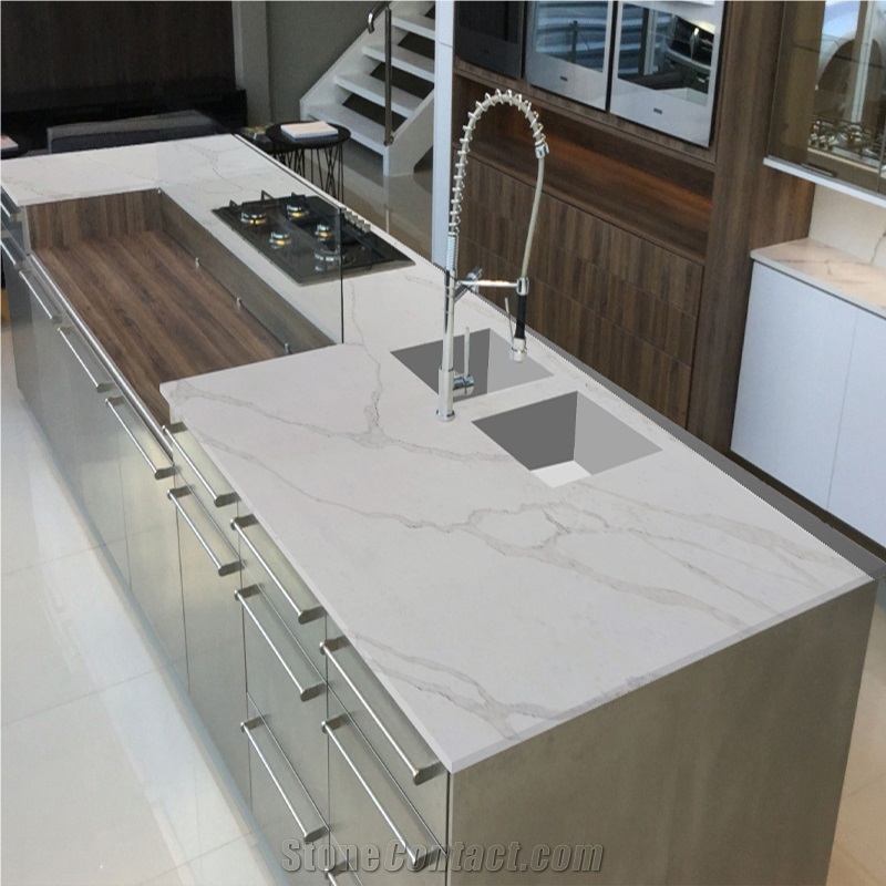 Calacatta Series 5035 Quartz Vanity Top With Topmounted Sink