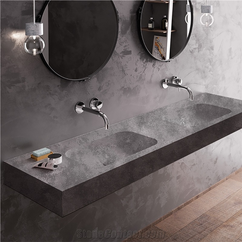 Concrete Series 6024 Quartz Vanity Top Undermounted Sink