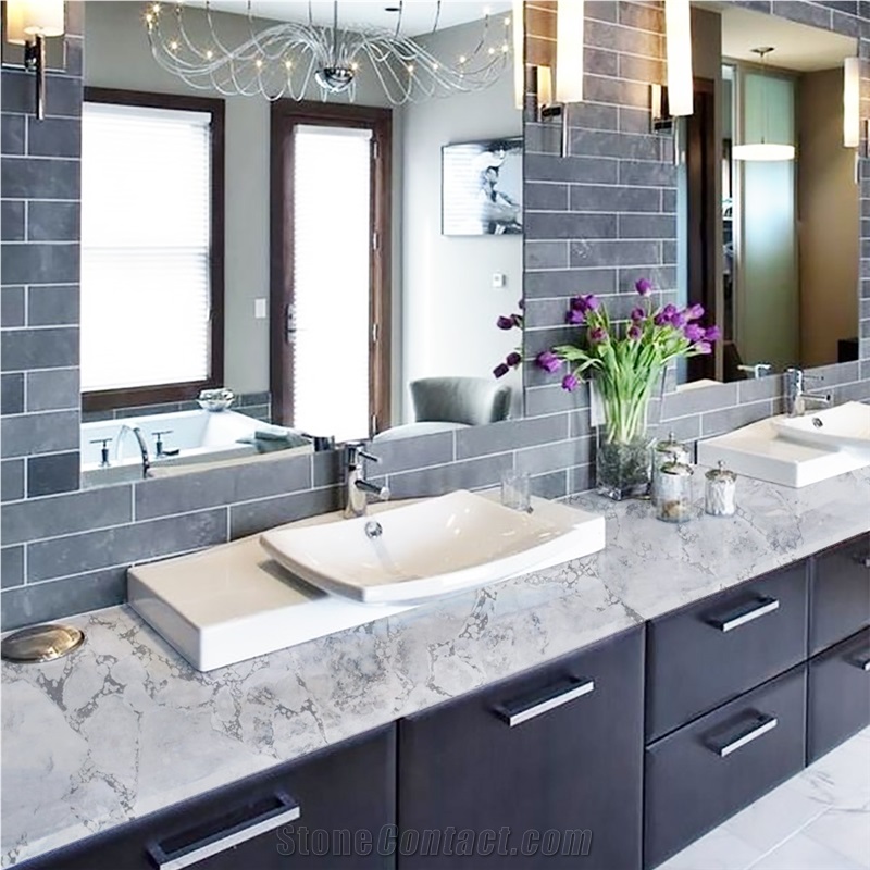 Concrete Series 6026 Quartz Vanity Top Double Basic Sink