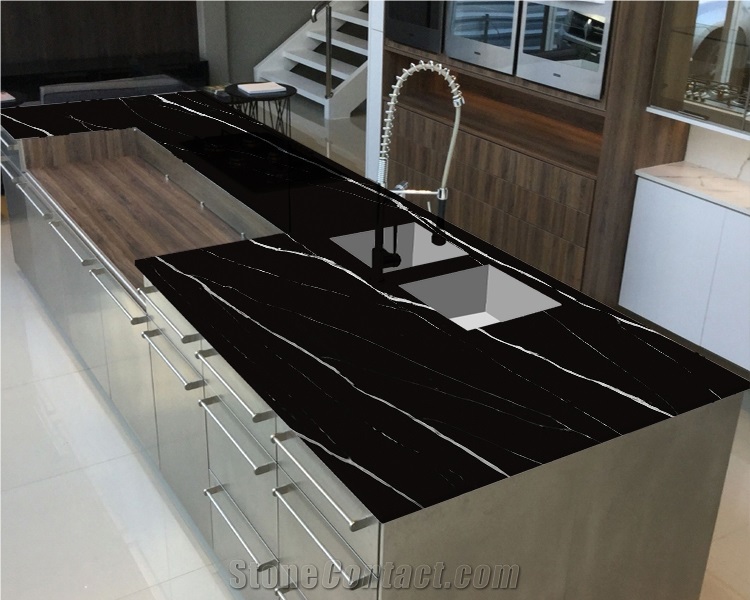 Goldtop OEM/ODM 5064 Calacatta Black Quartz Kitchen Tops