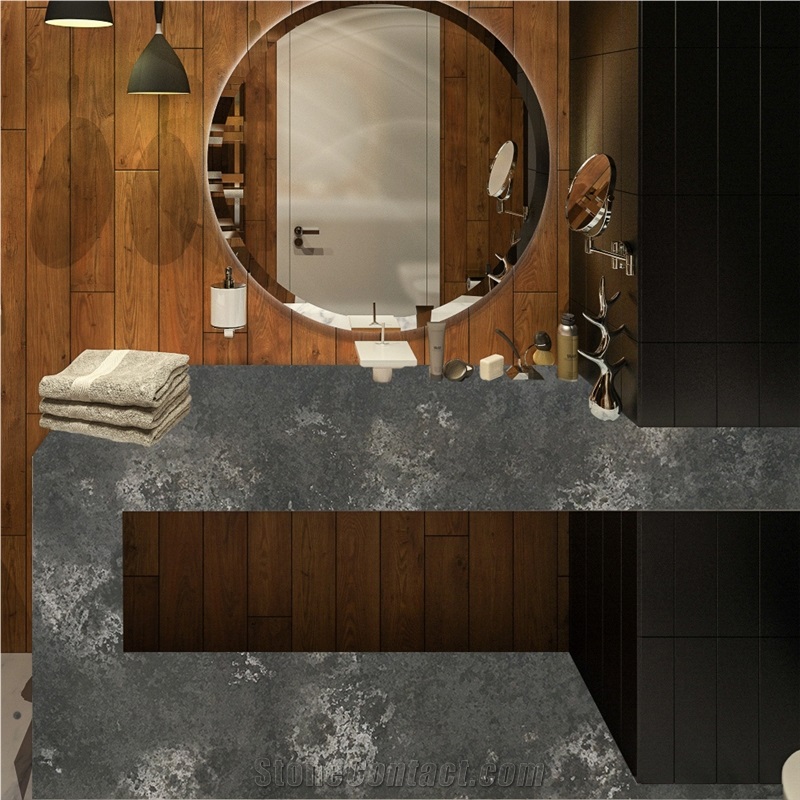 Goldtop OEM/ODM Concrete Shade Quartz Bathroom Vanity Top