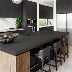 Goldtop OEM/ODM Vanilla Dark Brown Quartz Kitchen Island