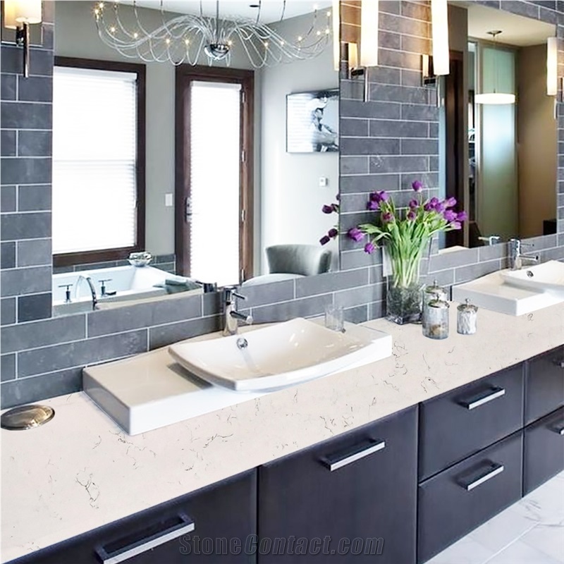 Goldtop OEM/ODM Winky White Quartz Bathroom Vanity Tops
