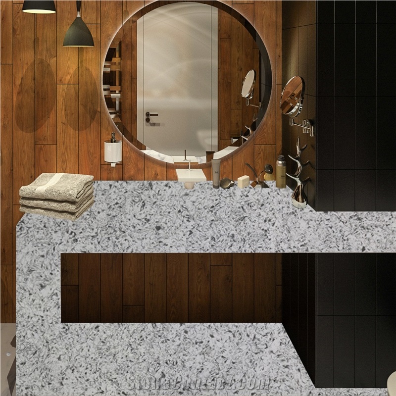 High Quality Goldtopstone Quartz Bathroom Sink Countertop