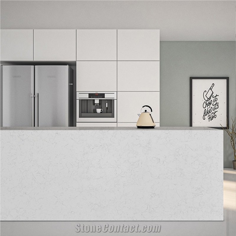 Marble Series Coarse Carrara Quartz Kitchen Island