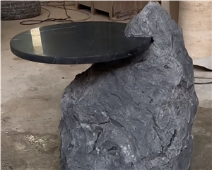 Creative Design Natural Black Stone Side Coffee Table