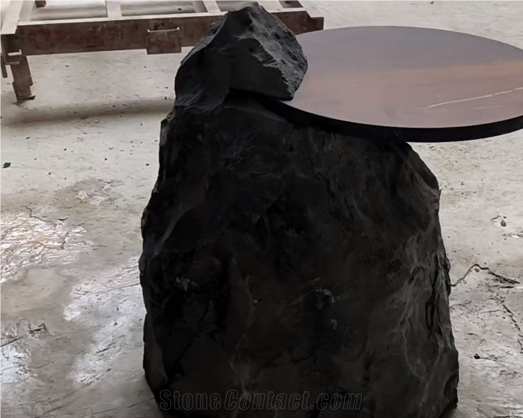 Creative Design Natural Black Stone Side Coffee Table
