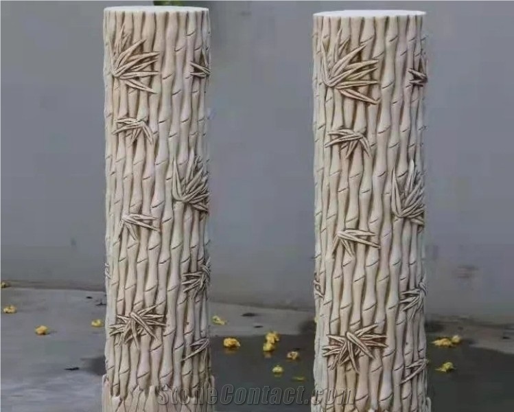 Large Natural Stone Columns White Marble Stone Columns