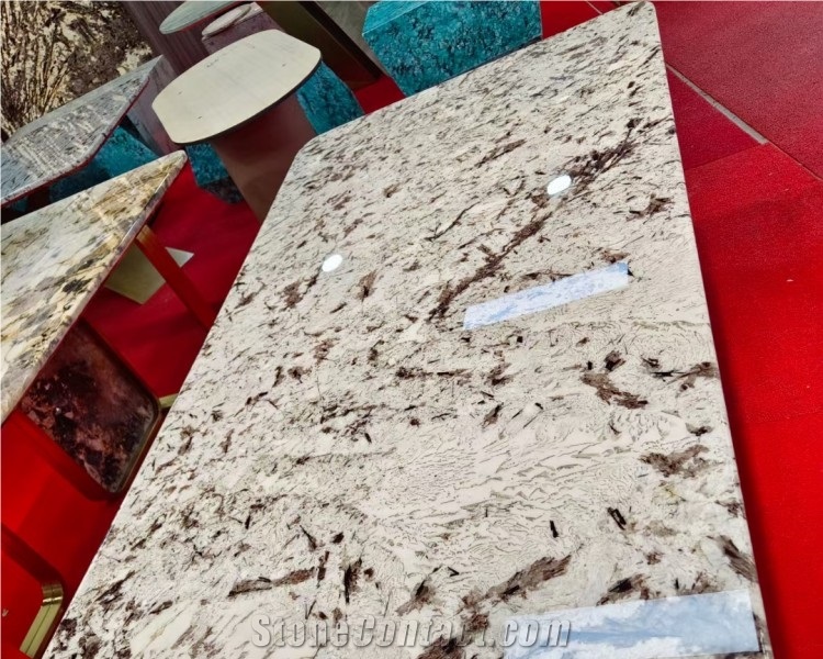 Natural White Stone Silver Fox Granite Coffee Table Top