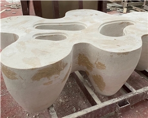 Natural White Travertine Stone Side Table Stone Coffee Table