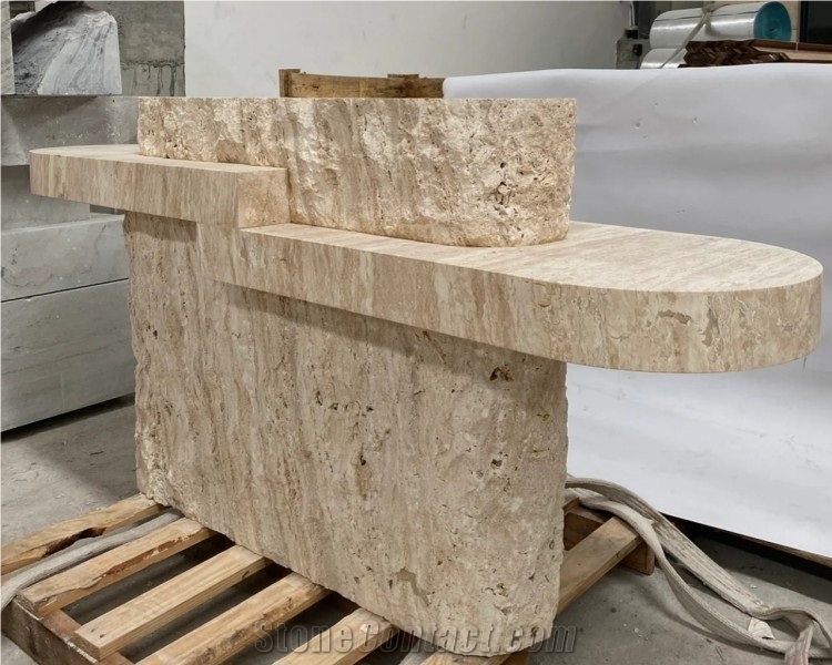 Natural White Travertine Stone Side Table Stone Coffee Table
