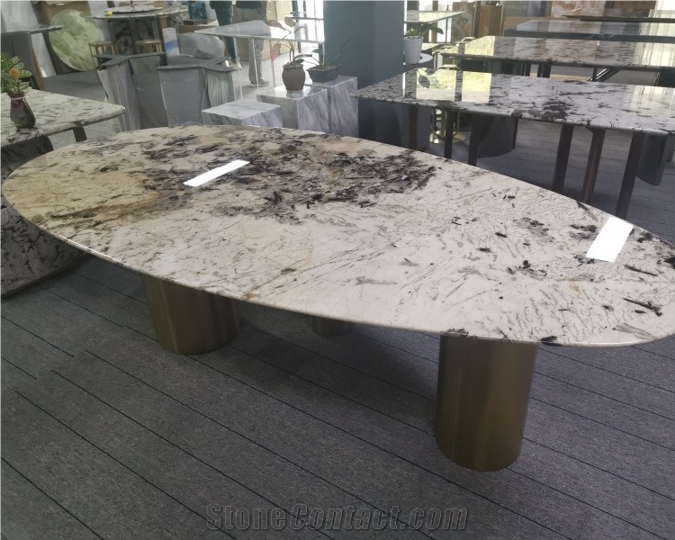 Rectangle Shaped Splendor White Granite Coffee Table Top