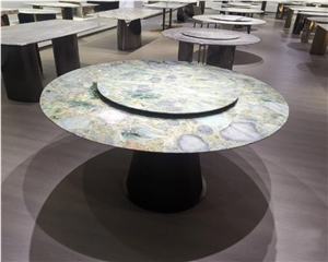 Stone Green Marble Dining Table Round Dining Table