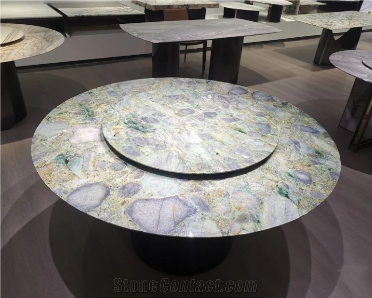 Stone Green Marble Dining Table Round Dining Table