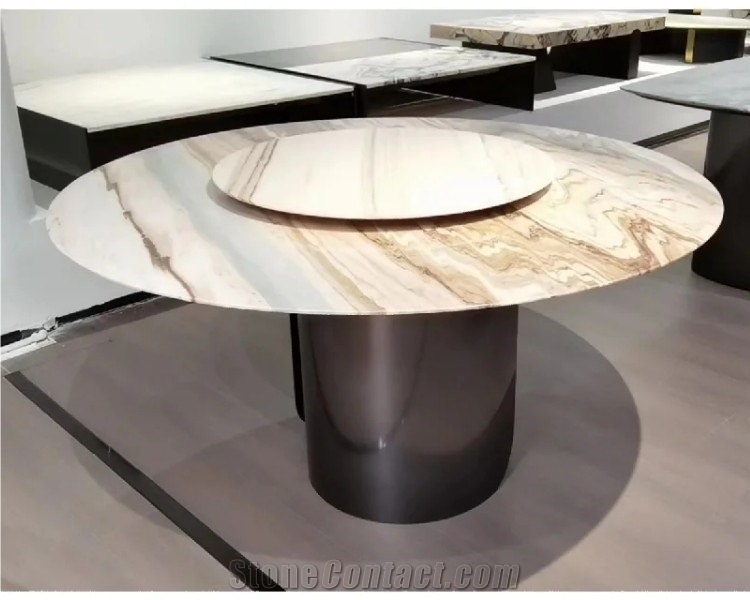 Stone Green Marble Dining Table Round Dining Table