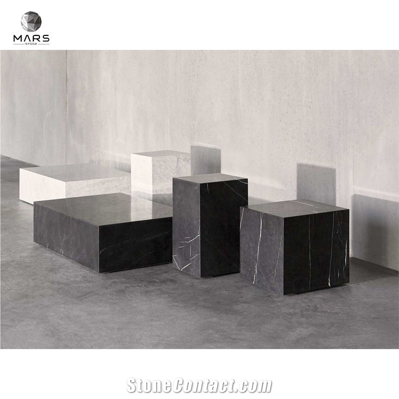 Black Cube Table Marble Home Decor Marble Plinth
