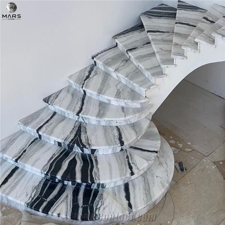 Cheap China Panda White Marble Bookmatch Stair
