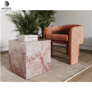 Freestanding Rosa Vene Marble Plinth Marble Stone