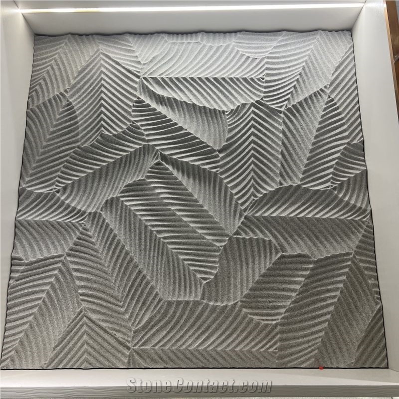 Black Limestone 3D CNC Carving For Home & Hotel Decoration