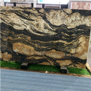 Brazil Golden Silk Quartzite Slabs For Villa Hotel Project