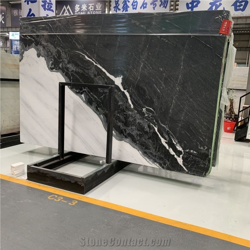 China Panda White Marble Bookmatch Slab Wall Shower Flooring