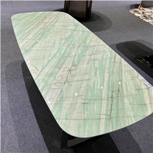 Custom Made Pampers Green Quartzite Natural Marble Table Top