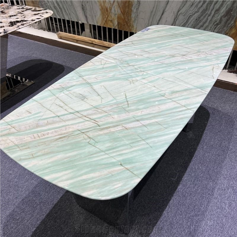 Custom Made Pampers Green Quartzite Natural Marble Table Top